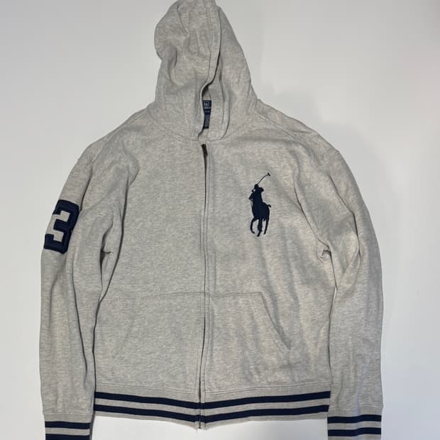 여성 폴로 랄프로렌 키즈 빅 포니 오트밀 후드집업 M