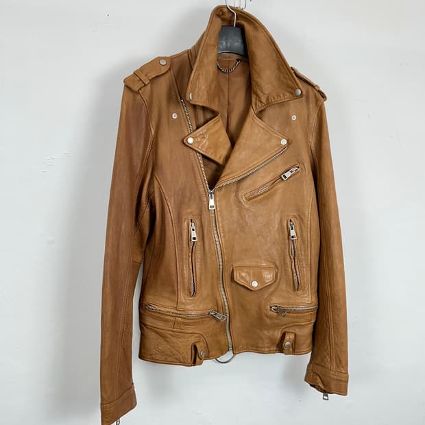 Multi-Zip Detail Lambskin Leather Jacket
