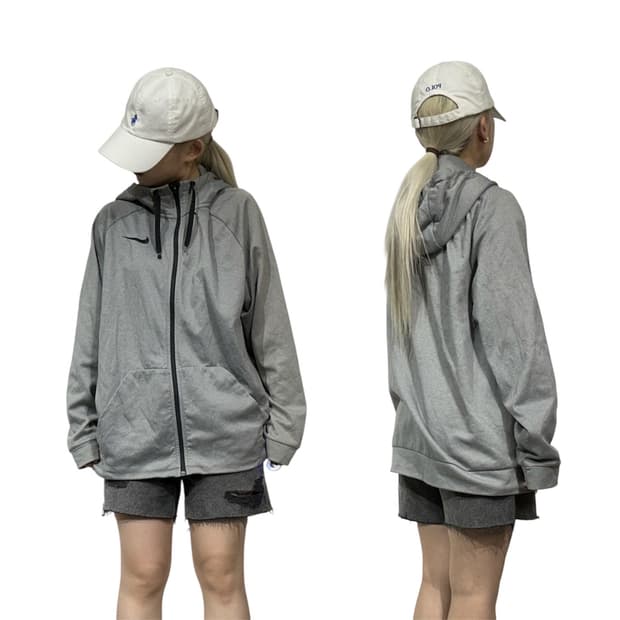 나이키 그레이 후드 오버핏 트랙탑 져지 XL