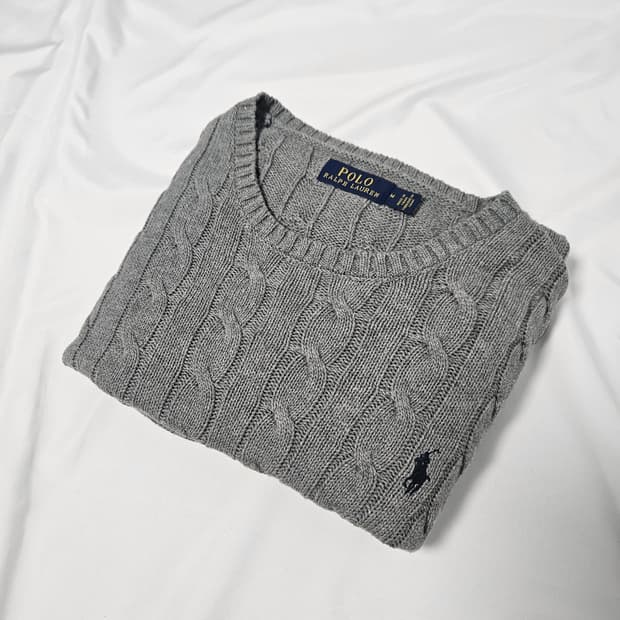 폴로 랄프로렌 꽈배기니트 케이블니트 그레이 신형 스웻셔츠 남성 M