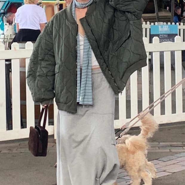 리넨느) 오버 퀄팅 자켓(카키)