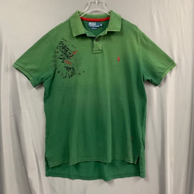 XL 폴로랄프로렌 커스텀핏 빈티지 프린팅 워싱 PK 반팔 카라티