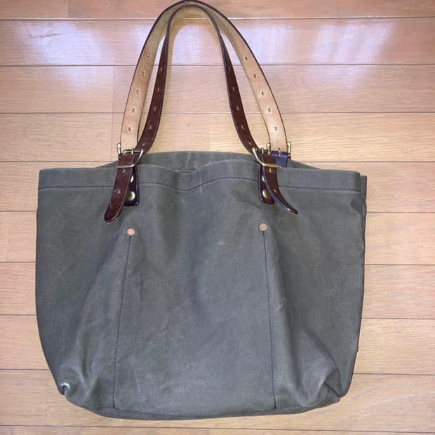 Slow  빈티지 레더 캔버스 토트백