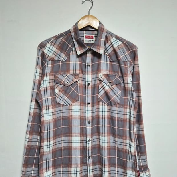 랭글러Wrangler 체크 웨스턴 셔츠 M사이즈 - S311