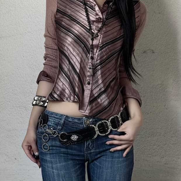 Pink satin knit shirt