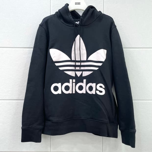 아디다스 로고 후드티 블랙 [L]