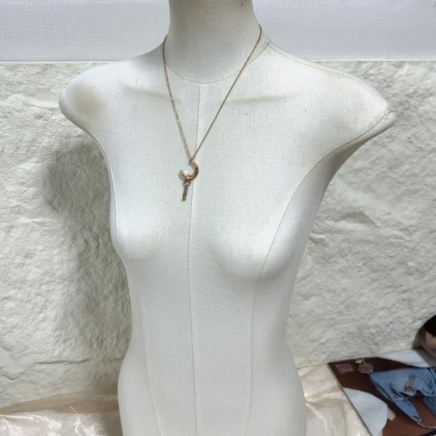 빈티지 달 하트 목걸이