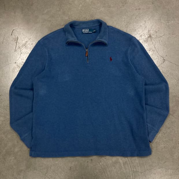 폴로 랄프로렌 블루 컬러 스몰 포니 하프집업 니트
