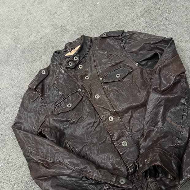 [정품] 돌체앤가바나 코팅 레더 자켓 브라운