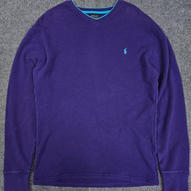 폴로 랄프로렌 퍼플 와플 니트 브이넥 급처