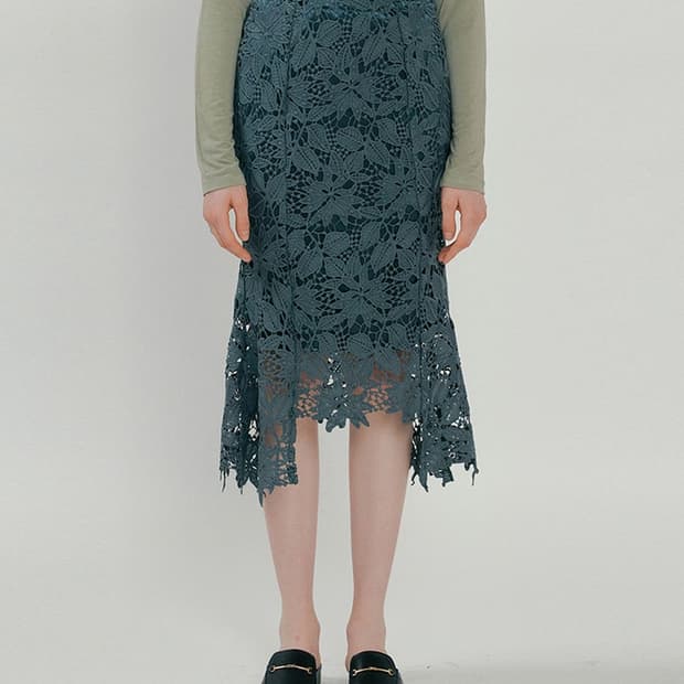 리올그 센티멘탈 레이스 미디 스커트 카키