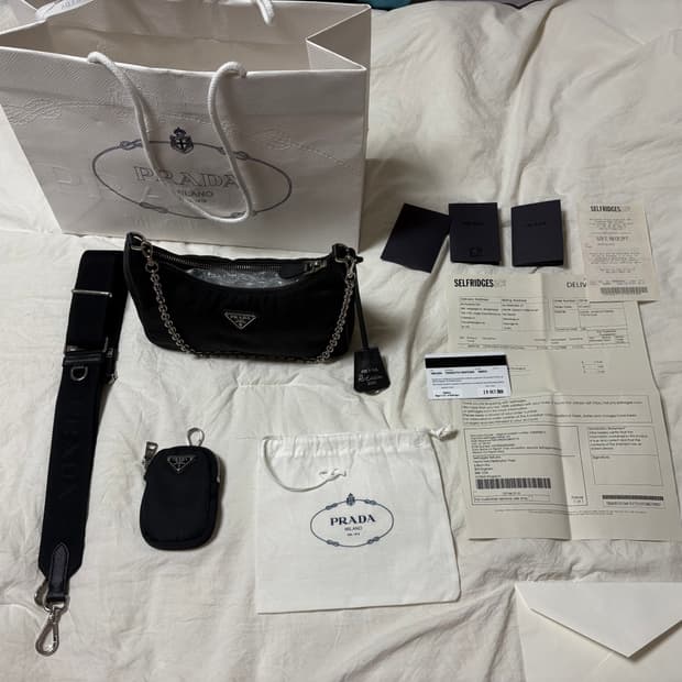 프라다 리에디션 2005 리나일론 숄더백 블랙 호보백