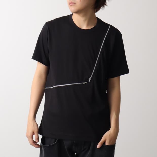 [M,XL]꼼데가르송 26ss 지퍼 티셔츠/블랙