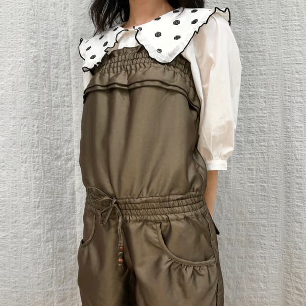 Flower big collar blouse