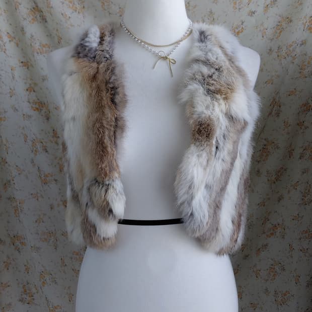 [일본빈티지] 토끼털 베스트 조끼 아이보리 브라운