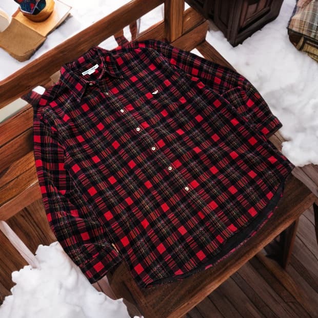 Emporio Armani 아르마니 코듀로이 체크 셔츠 (XL)