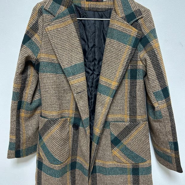 체크 롱 자켓 코트