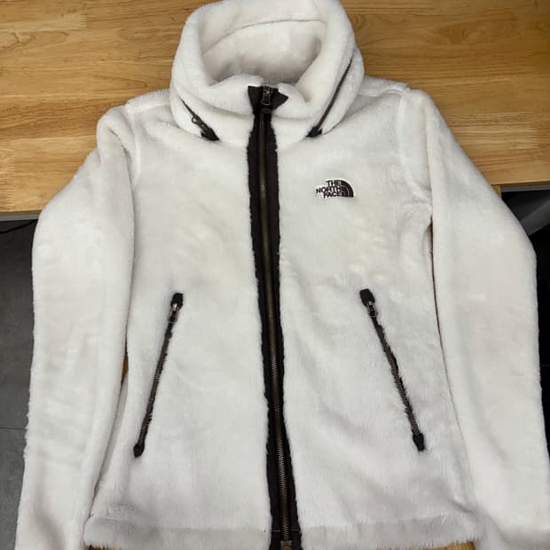 [75] 노스페이스 여성 플리스 화이트 집업 후드