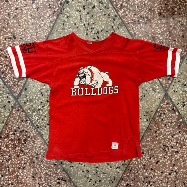 70s 챔피온 Bulldogs 풋볼 티셔츠 (XL)