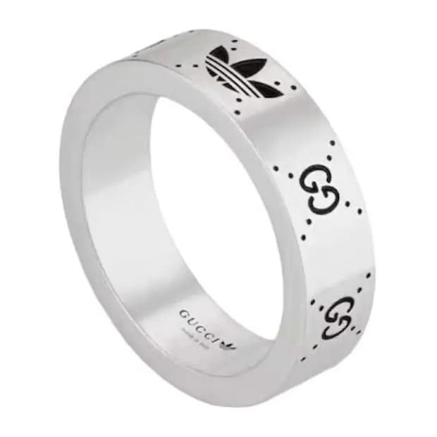 새상품 구찌 x 아디다스 반지 인터로킹 G 링 실버