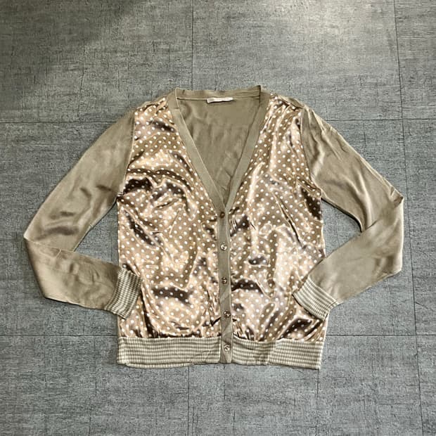 일본빈티지 Elle 하구미모리걸 달천깔페어리 땡땡이 도트가디건