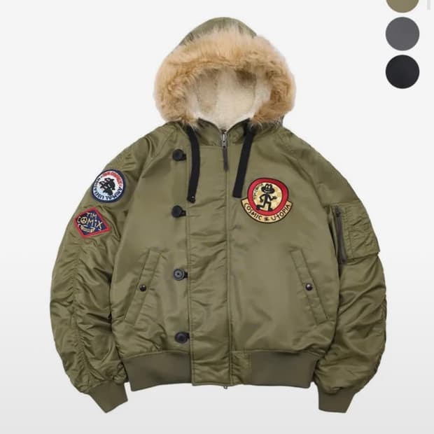 팀코믹스 항공점퍼 패치드 MA-1 (카키/s)