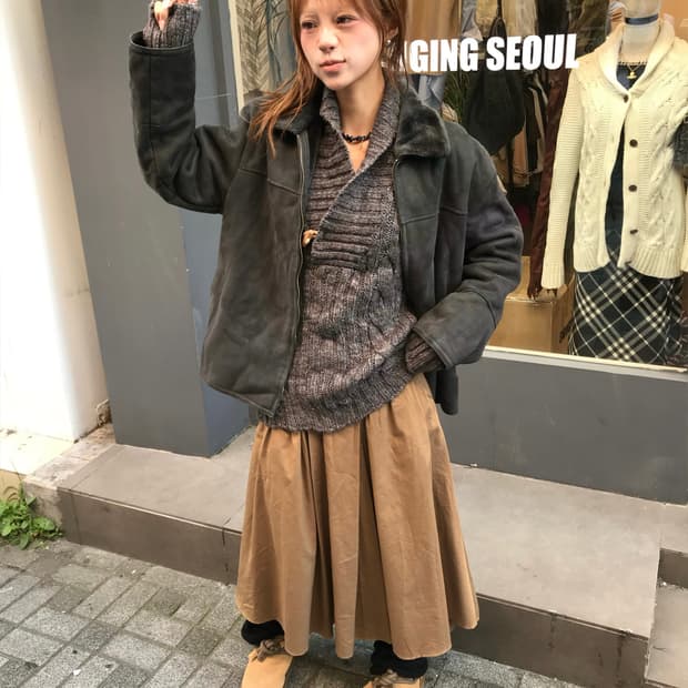 🦛베이직 무스탕 코디 🦛