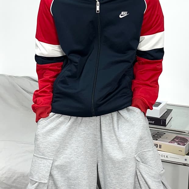 나이키 00s 레드 네이비 트랙탑 져지 M