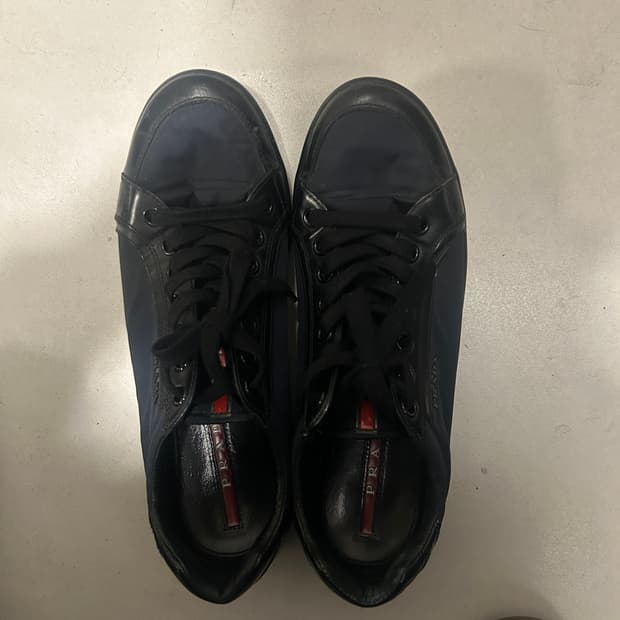 (270)프라다 스포츠 레더 나일론 메탈 로고 트레이너 스 니커즈