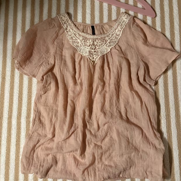 일본 빈티지 모리걸 블라우스 반팔 레이스 