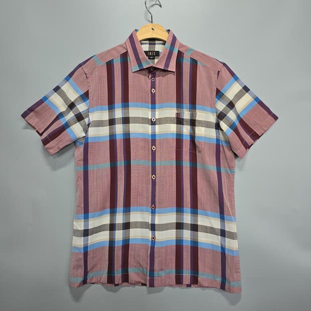 닥스(DAKS) 체크 반팔 셔츠 100