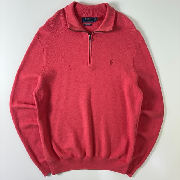 Polo 폴로 랄프로렌 신형 피마코튼 핑크 하프집업 니트