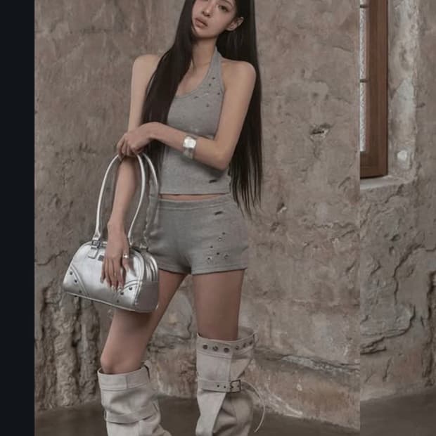 카키포인트 홀터 그레이 셋업