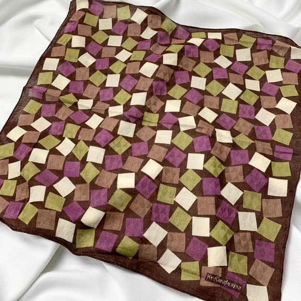 [정품] YSL 입생로랑 패턴 빈티지 쁘띠스카프 손수건