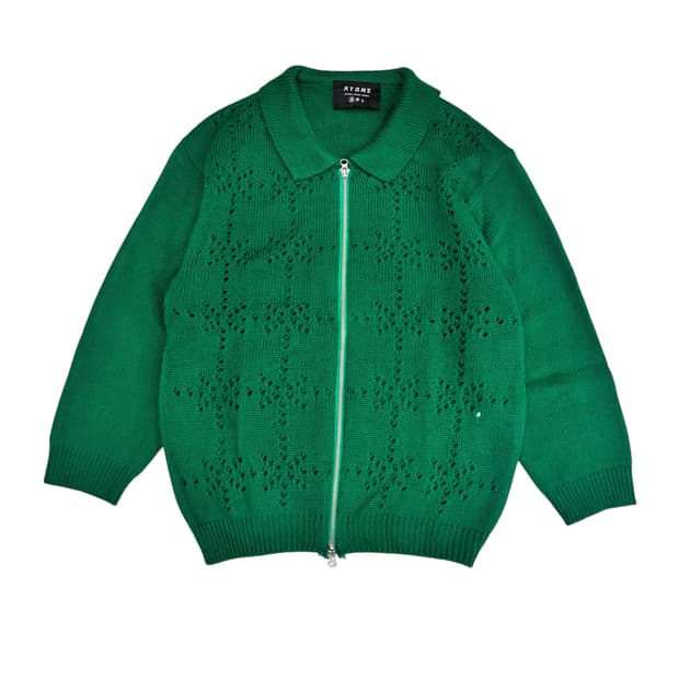 엑스톤즈 펀칭 니트 집업