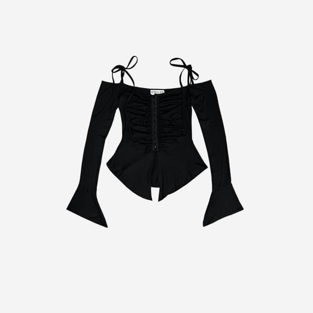 뉴얼린 팅커벨 오프숄더 탑 블랙