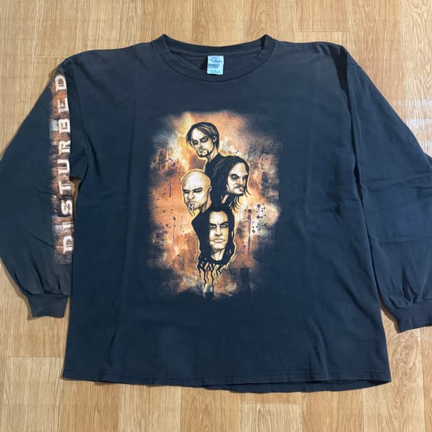 빈티지 00s 밴드 Disturbed 카툰 롱슬리브