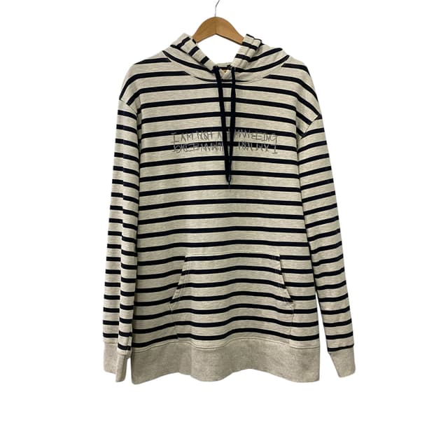 아임낫어휴먼비잉 스트라이프 자수 로고 후드(XL)