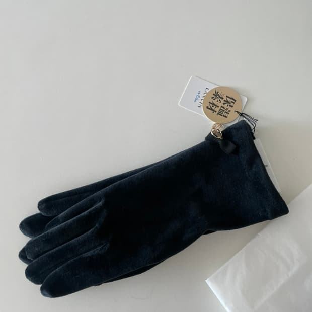 (완전새상품!) 랑방 벨벳 로고 리본장갑