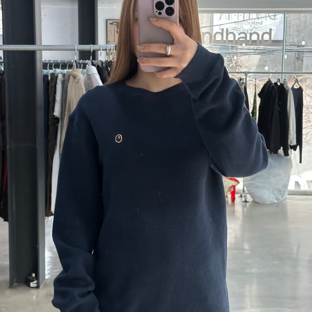 베이프 자수사루 와플 롱슬리브