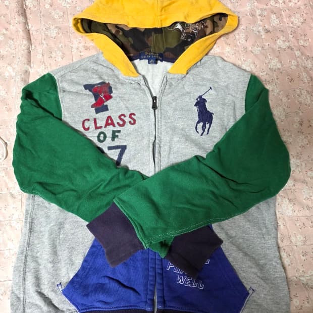 정품 폴로랄프로렌 컬러블록 빅포니 후드집업 M