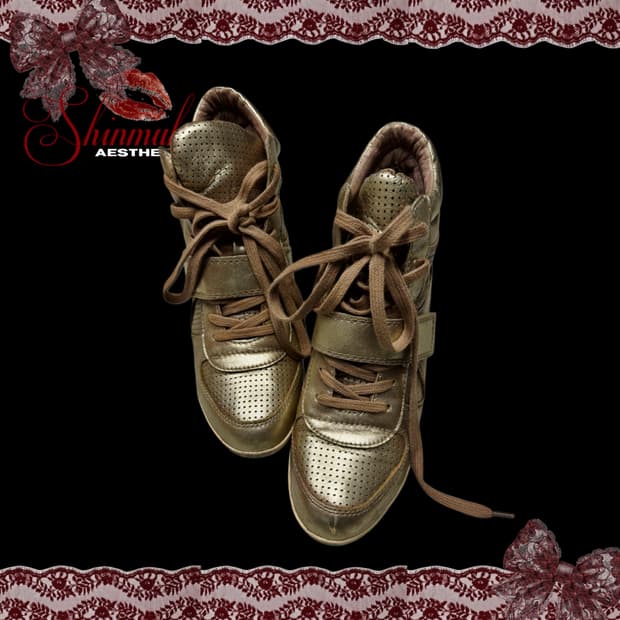 ASH 보위 웨지힐 하이탑 스니커즈 골드