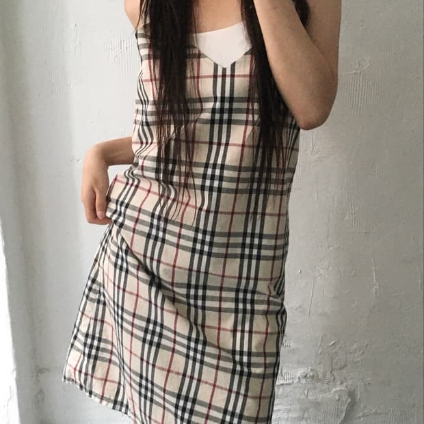 Burberry 버버리 노바체크 실크 뷔스티에 원피스
