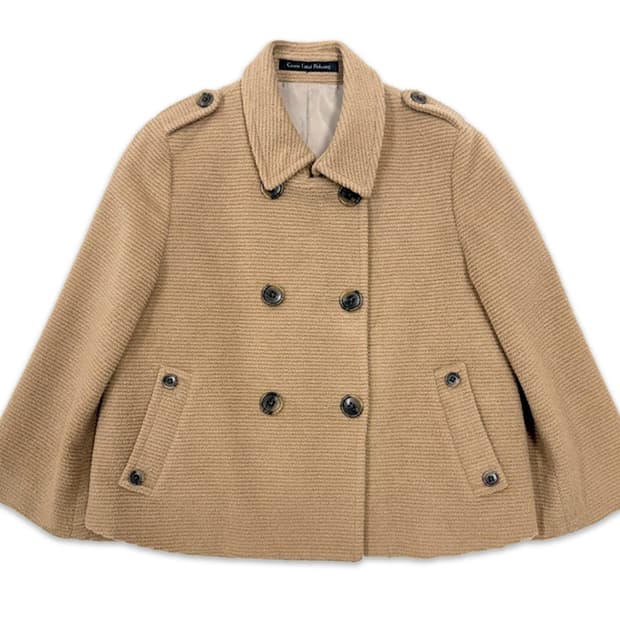 빈티지 모리걸 베이지브라운 더블 버튼 숏 코트