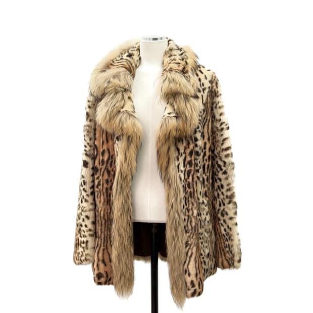 Pellessimo Paris 레오파드 래빗 & 폭스 퍼 리버시블 자켓