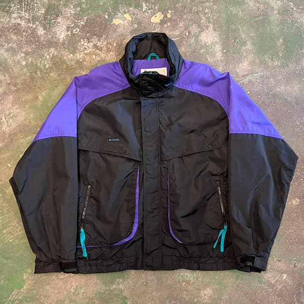 90's [XL] 올드 콜롬비아 컬러블록 바람막이 나일론 쉘 빈티지 자켓
