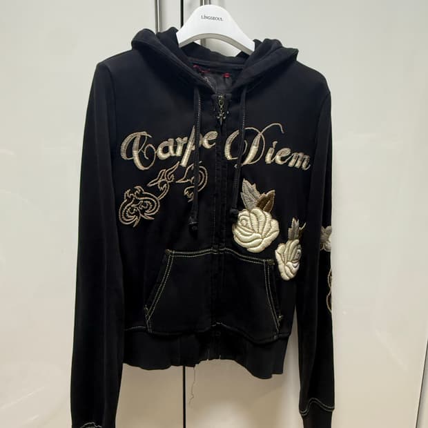 빈티지 자수 후드집업