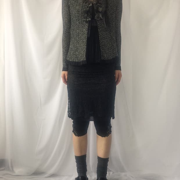 Pattern pleats open cardigan