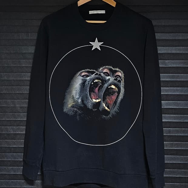 M 105 지방시 리카르도 티시 몽키 맨투맨 기모 블랙 정품