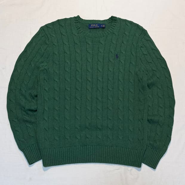 폴로 랄프로렌 꽈배기 케이블 니트 그린